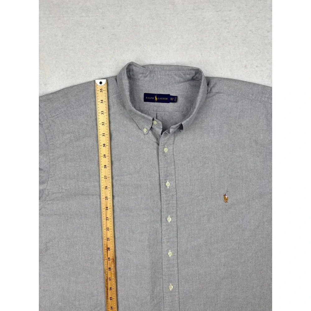 Polo Ralph Lauren Grey Oxford Button Down Shirt Mens 3XLT Tall Long Sleeve Pony